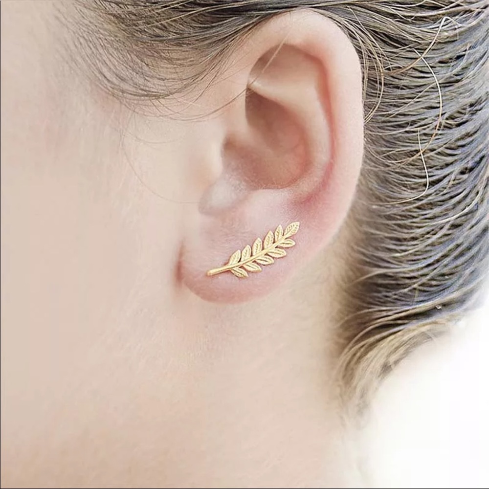 New Leaf Shaped Stud Earrings